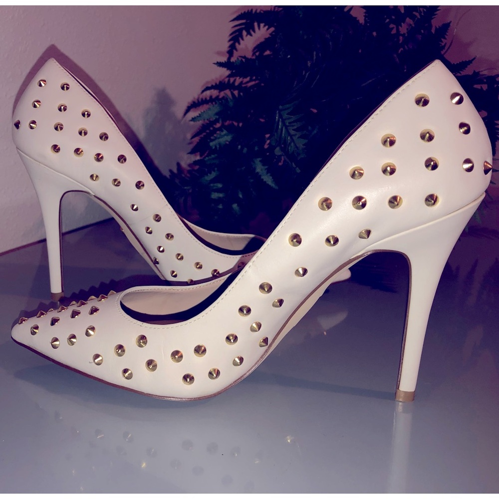 Sexy White with Gold Spikes High Heels from Madonna’s Truth or Dare line💋